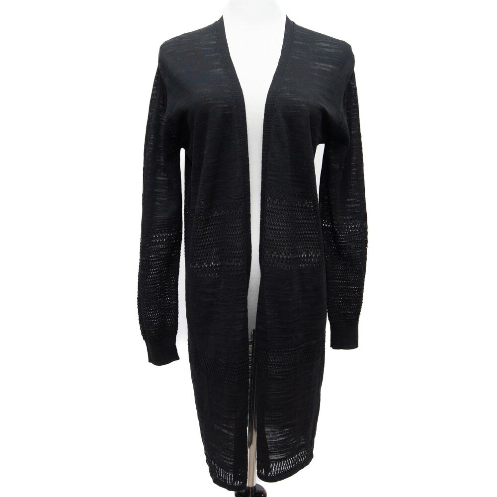 Revolve One Grey Day Black Lightweight Spring Open Front Cardigan Size Medium